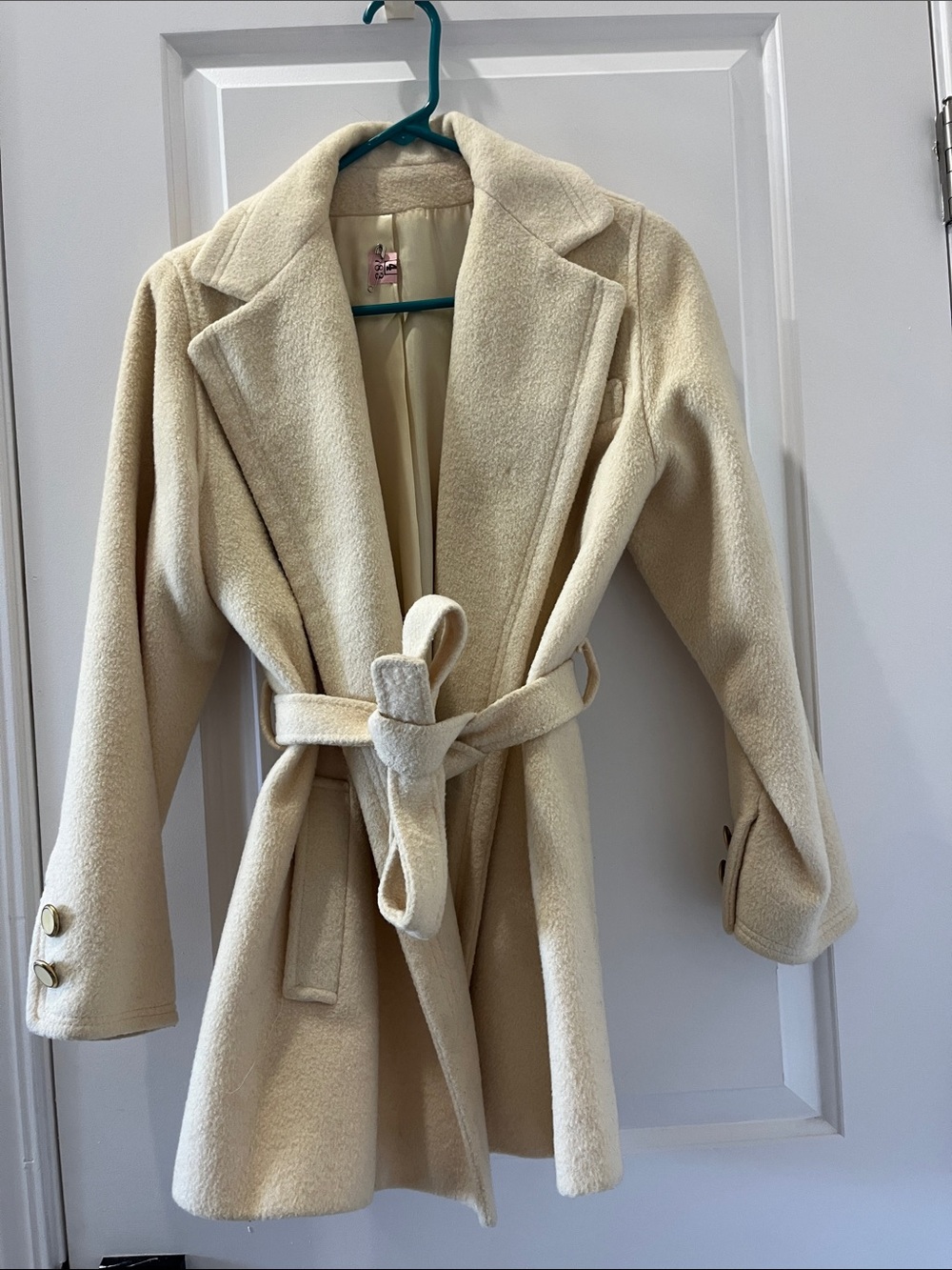 Vintage Saks Fifth Avenue Cream Belted Trench Coat
